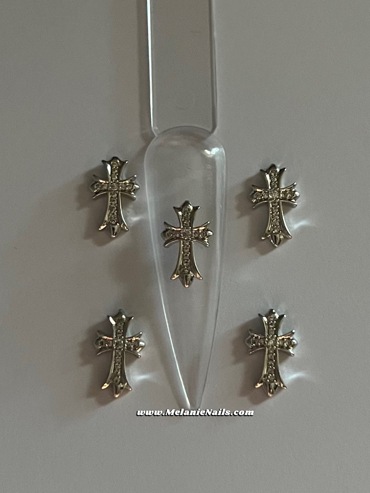 Silver Cross Nail Charms