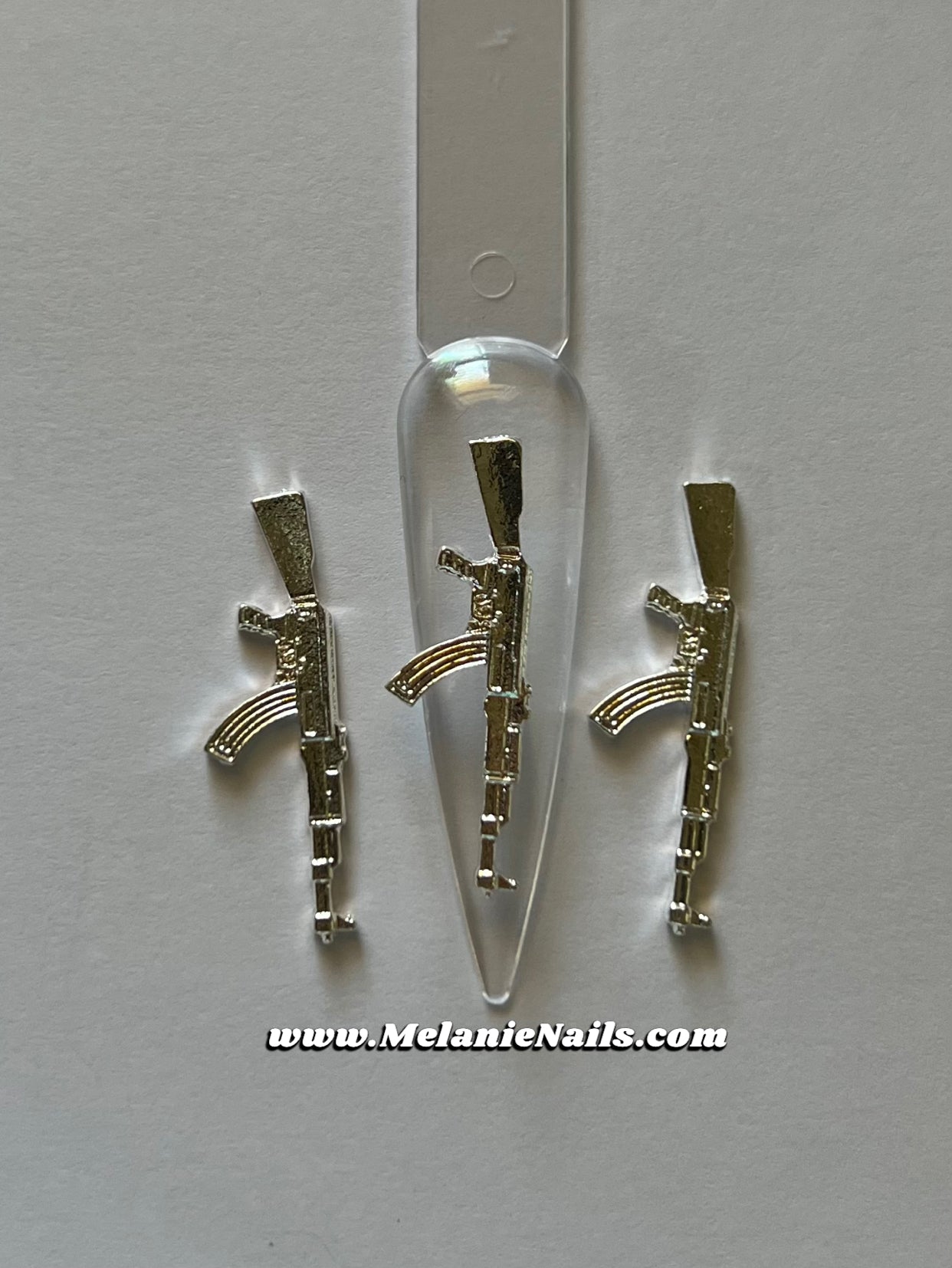 Silver Gun Nail Charms
