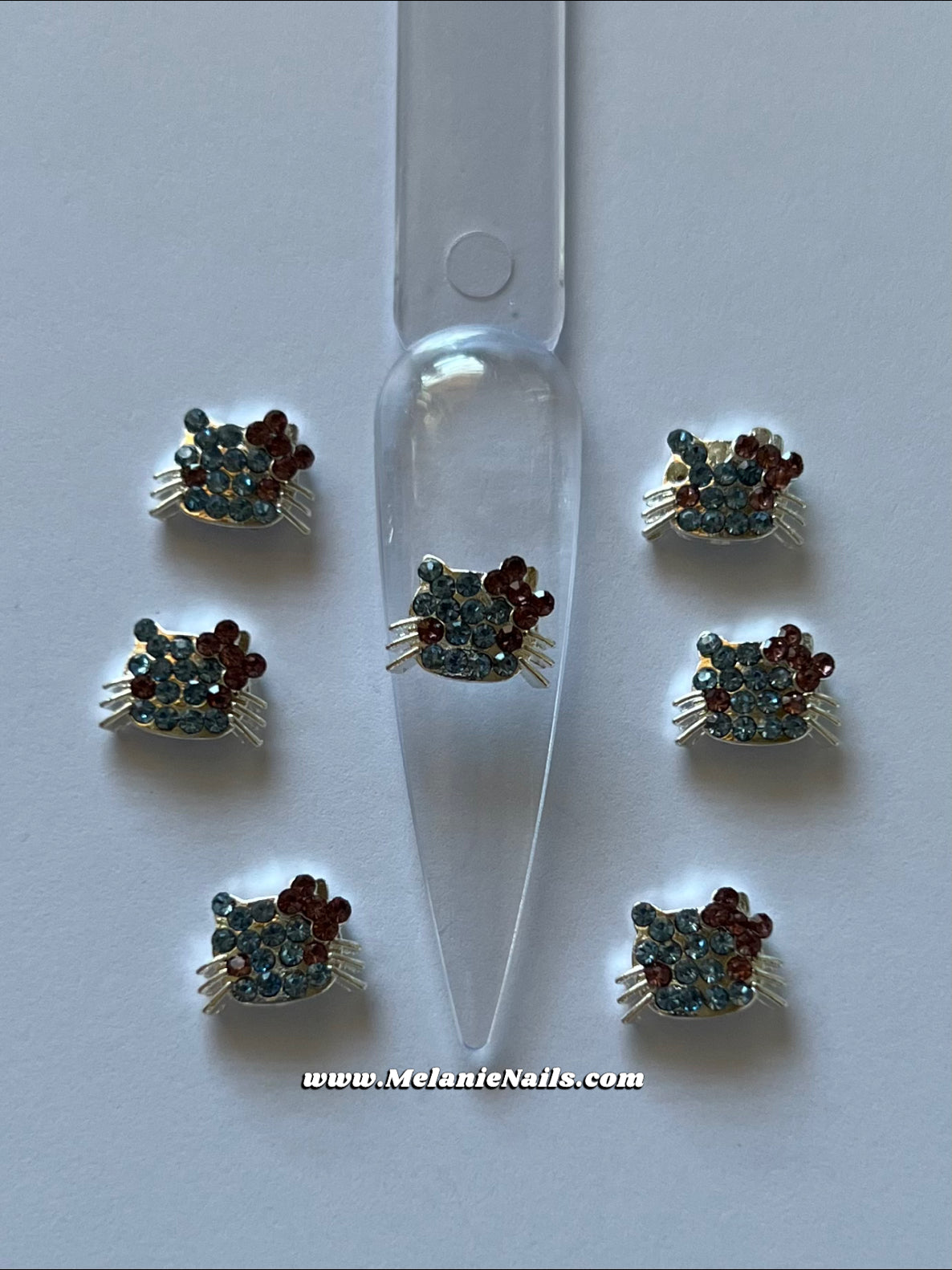 Blue/Pink Bow Kitty Nail Charms