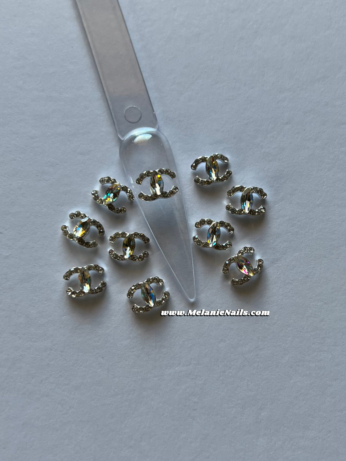 CC Silver Rhinestone Nail Charms
