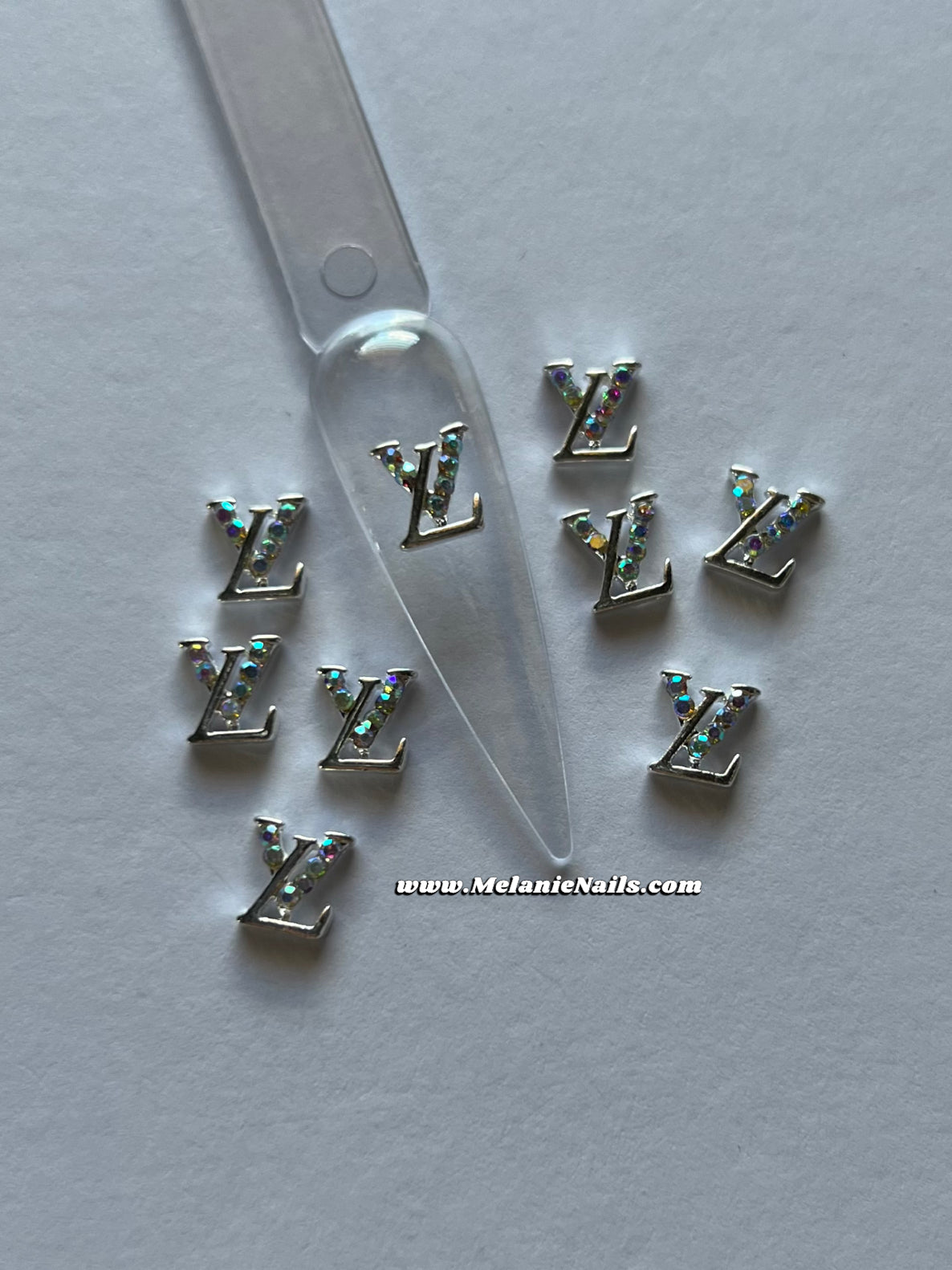 Big CC Holographic Silver Diamond Nail Charms – melanienails