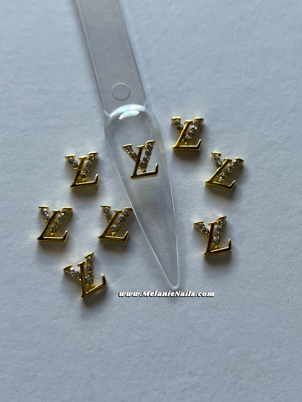 LV Gold Rhinestone Nail Charms