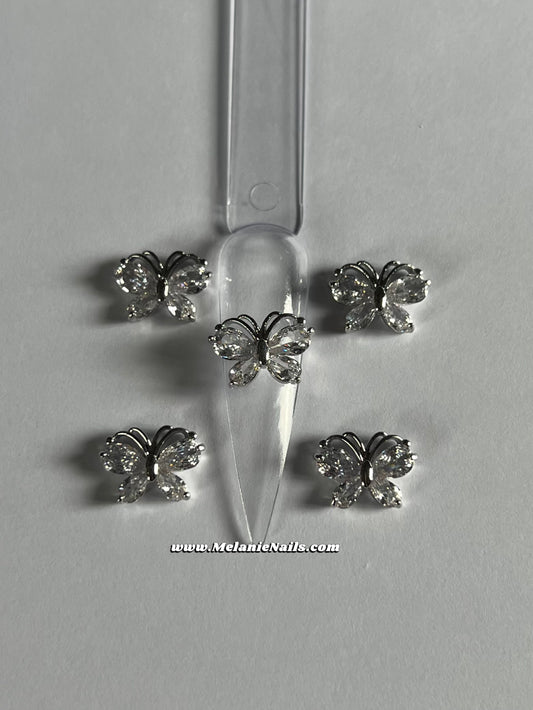 Silver Butterfly Nail Charms