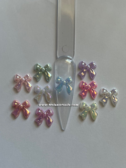 Iridescent Bow Nail Charms