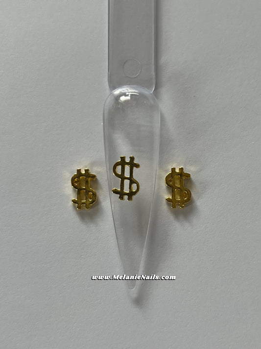 Gold Dollar Sign Nail Charms