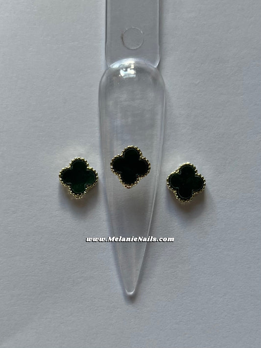 Mini Dark Green Clover Nail Charms