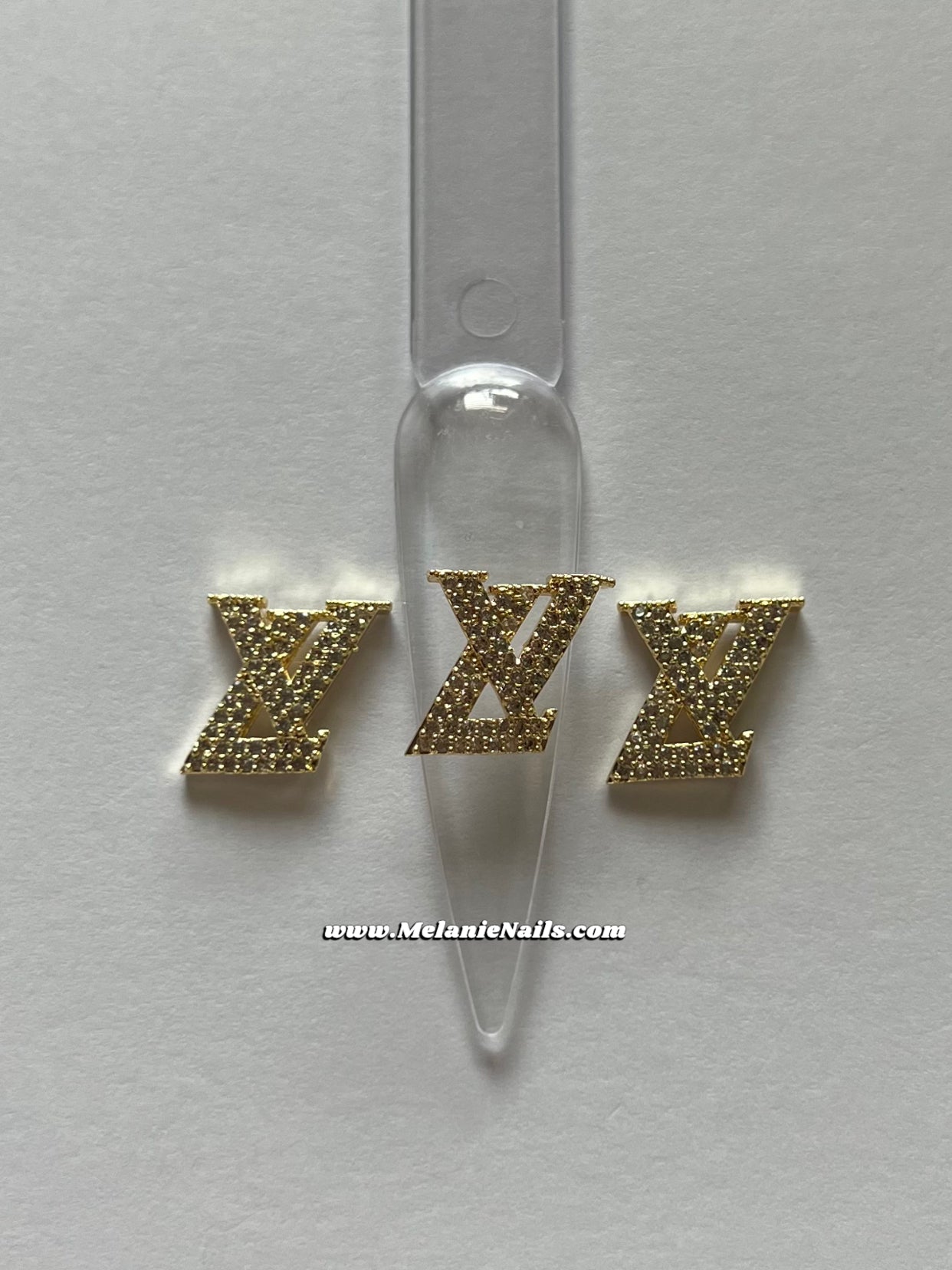 LV Rhinestone Gold Nail Charms