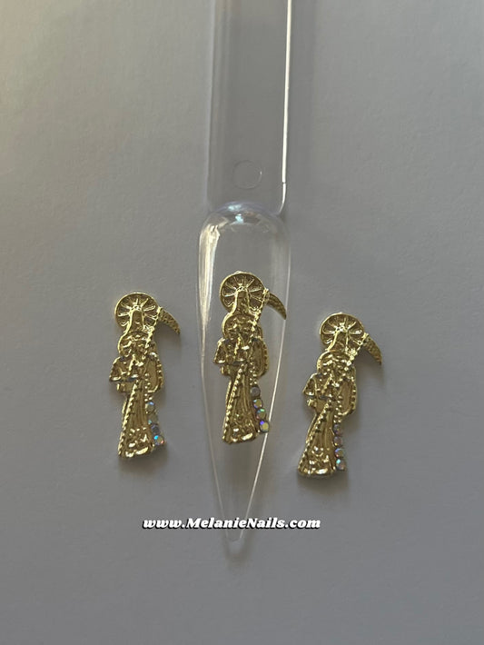 Big Holographic Diamond Gold Nail Charms