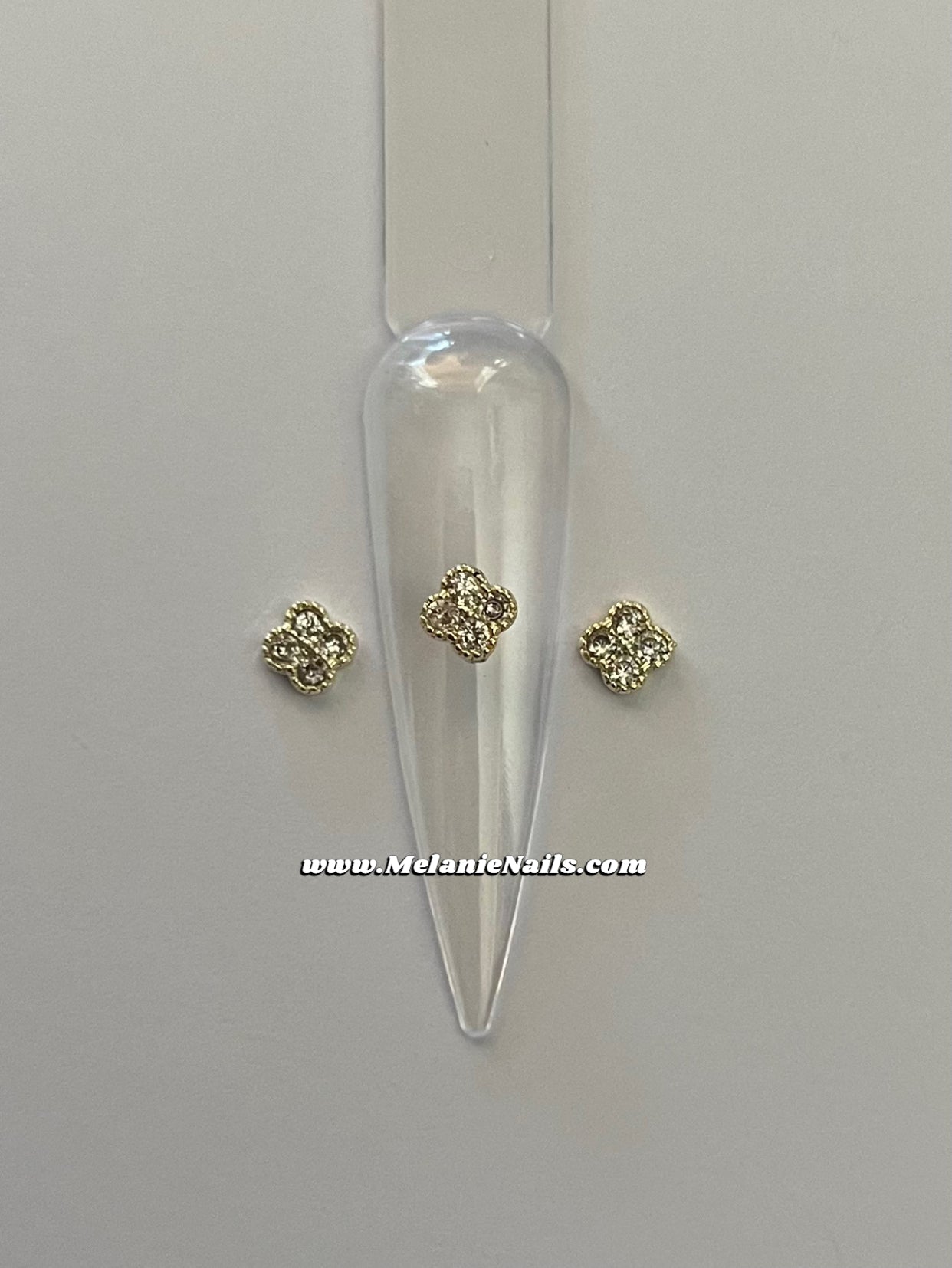 Clover Rhinestone Gold Mini Nail Charms