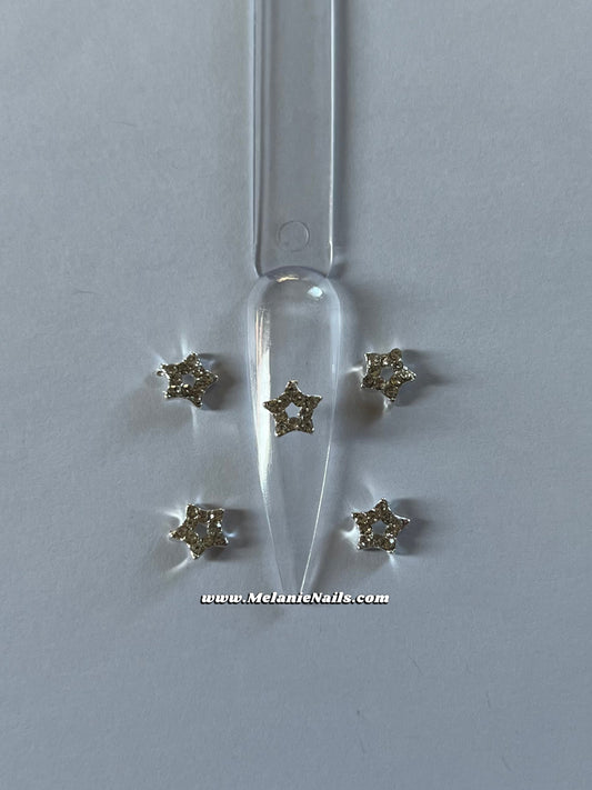 Diamond Silver Star Nail Charms