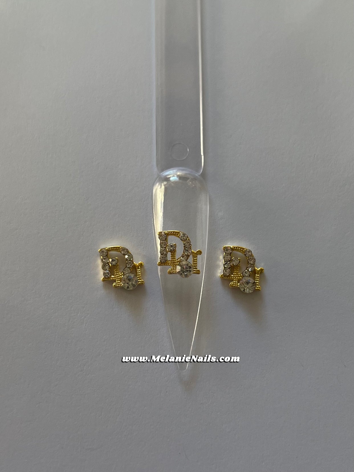 D Rhinestone Gold Nail Charms