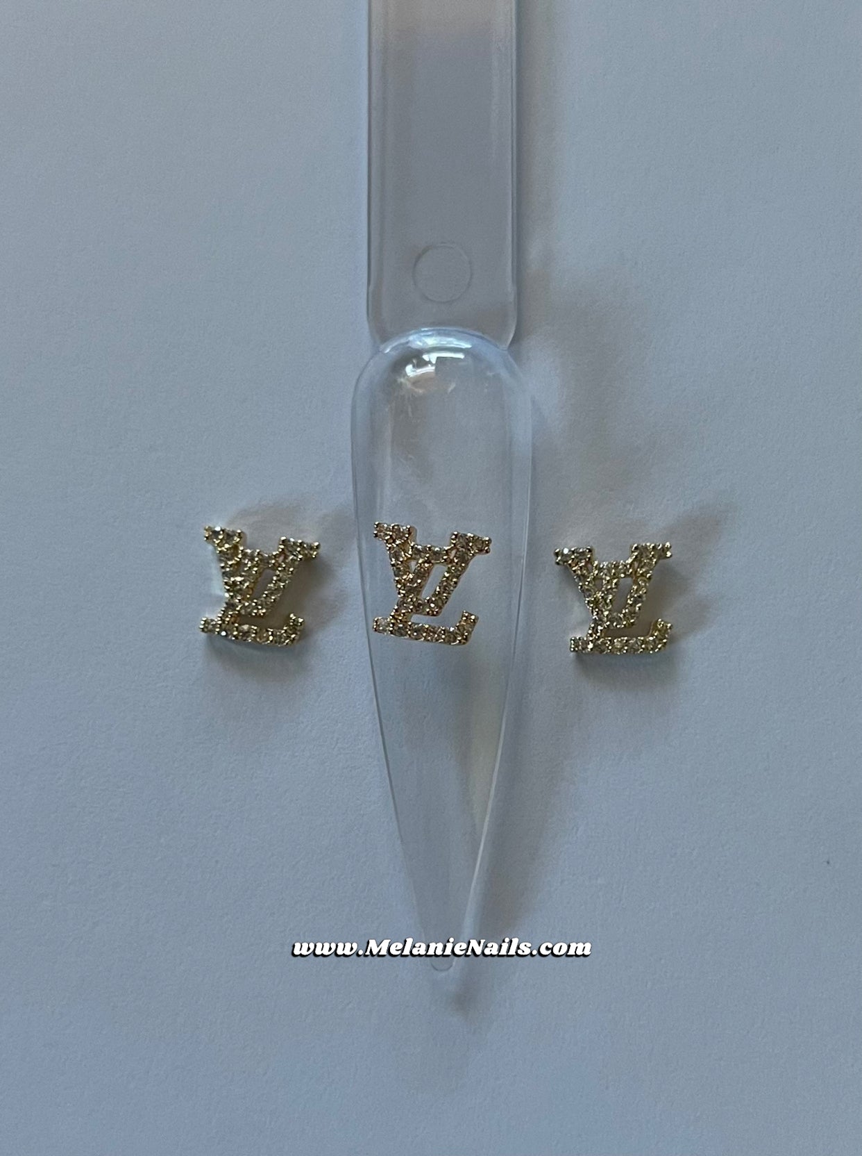 LV Rhinestone Gold Nail Charms