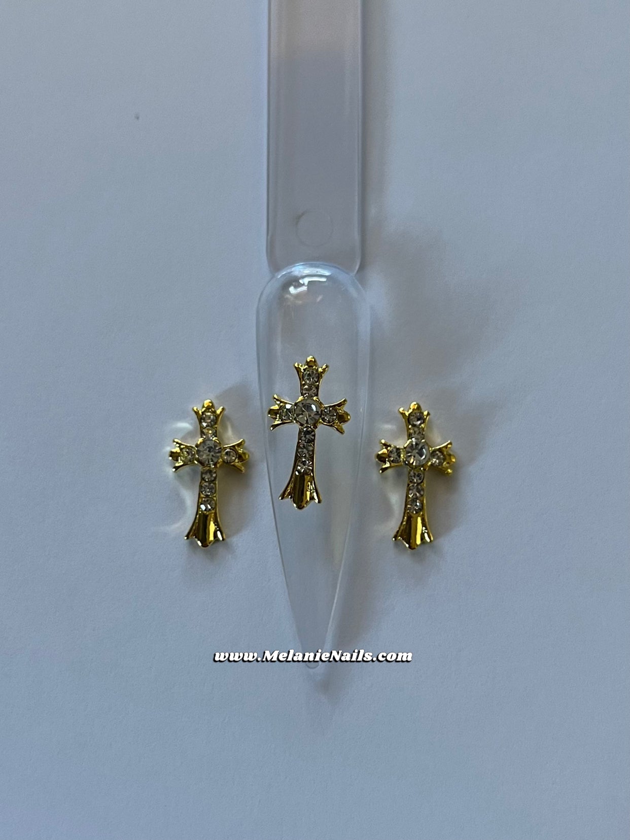 Diamond Gold Cross Nail Charms