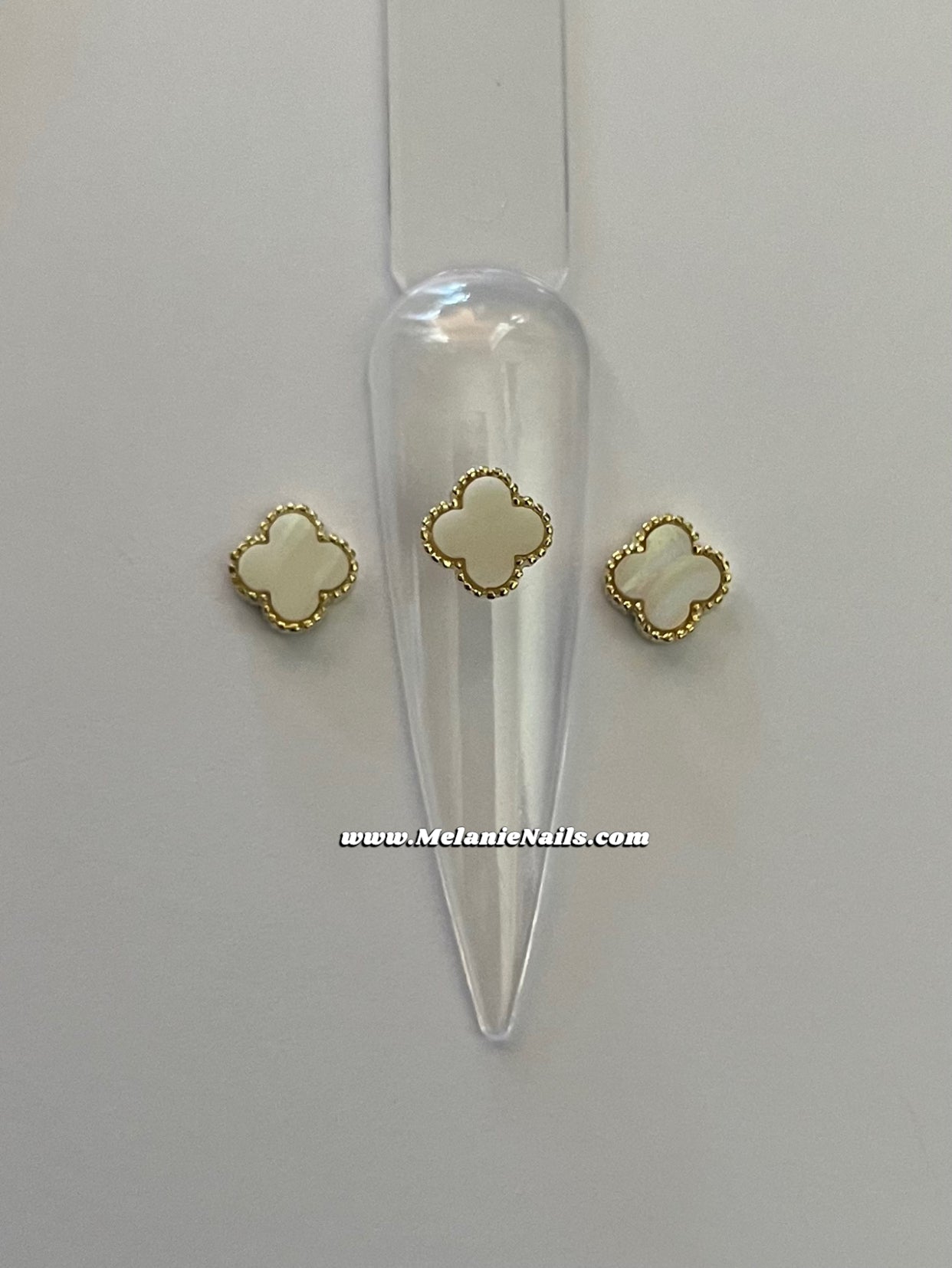 Mini White Clover Nail Charms