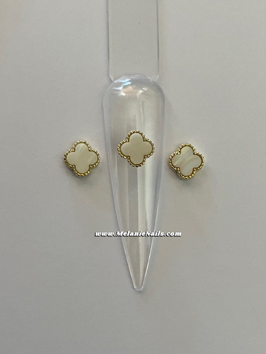 Mini White Clover Nail Charms