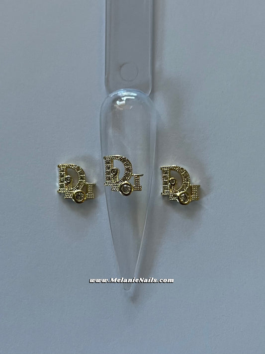 D Gold Nail Charms