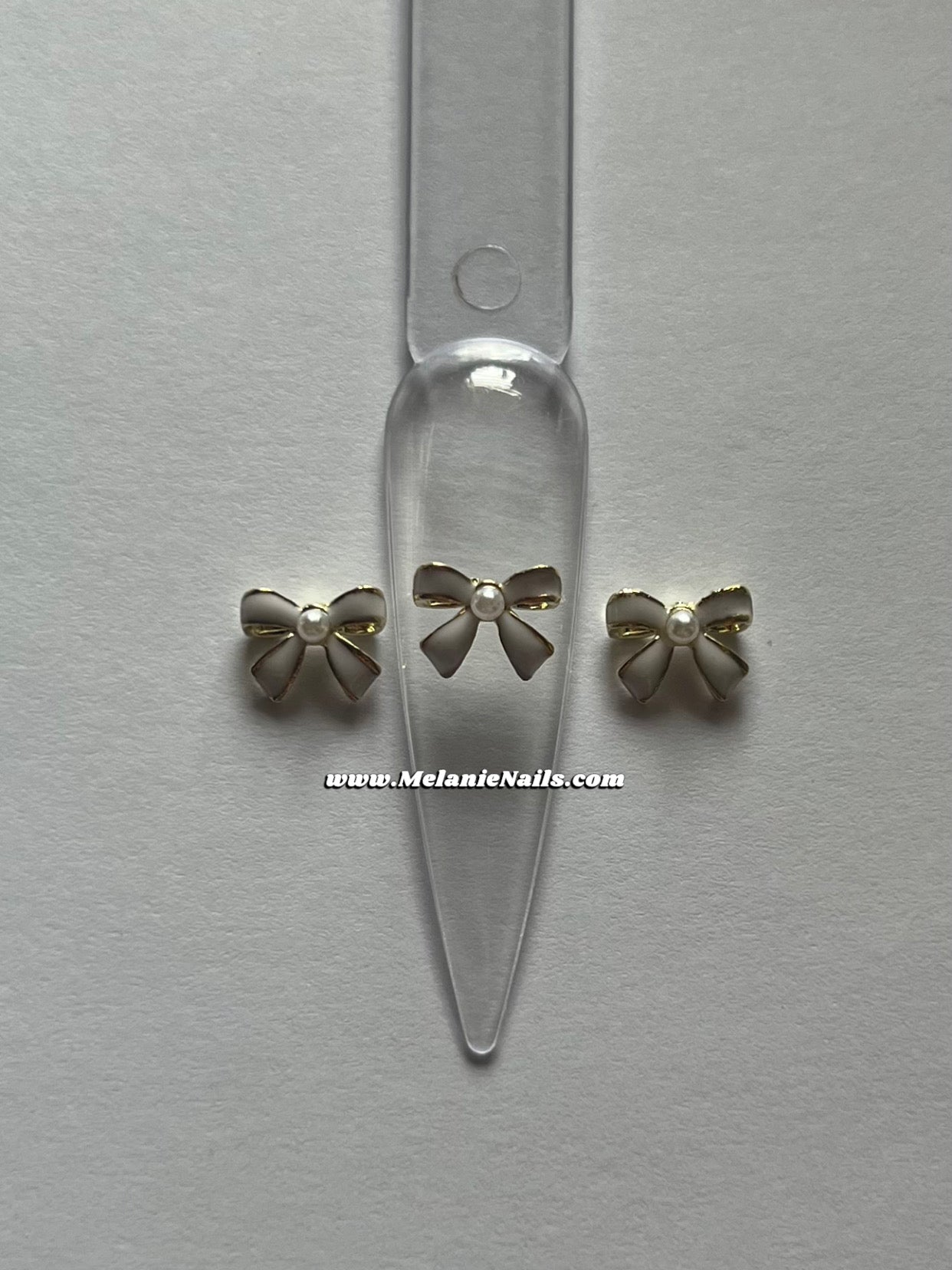 White Bow Nail Charms