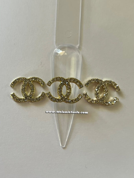 CC Big Rhinestone Gold Nail Charms