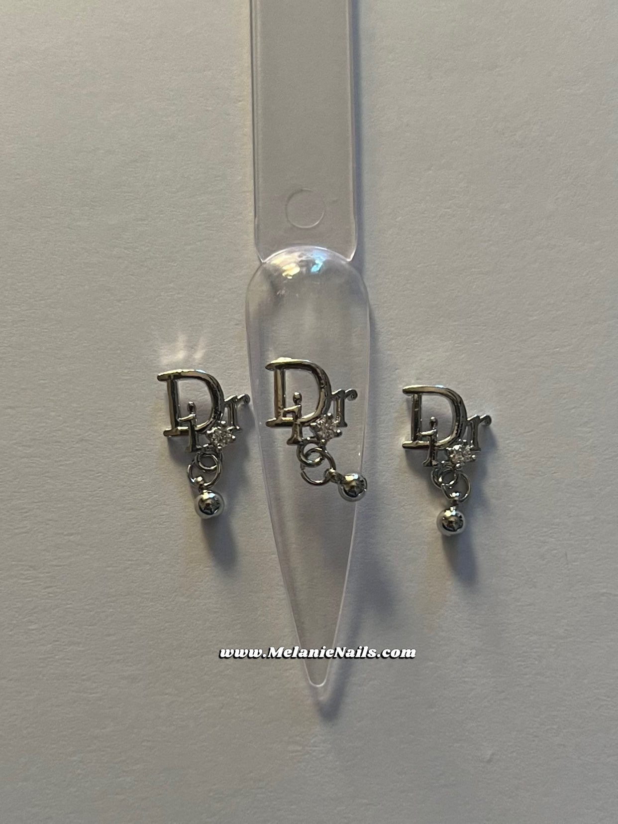 D Silver Dangle Nail Charms