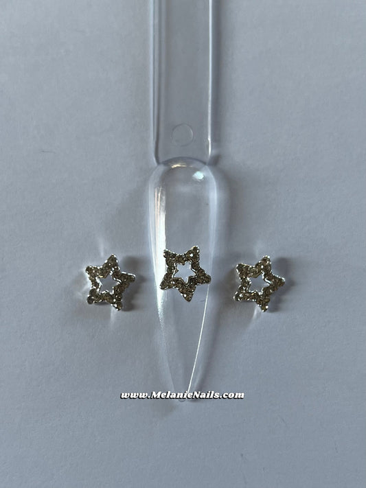 Rhinestone Silver Star Nail Charms