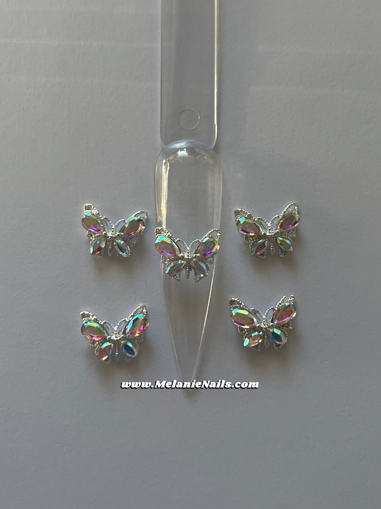 Holographic Diamond Butterfly Nail Charms