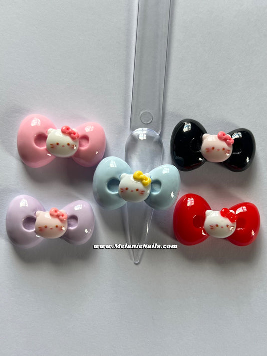 Kawaii Kitty Bow Nail Charms