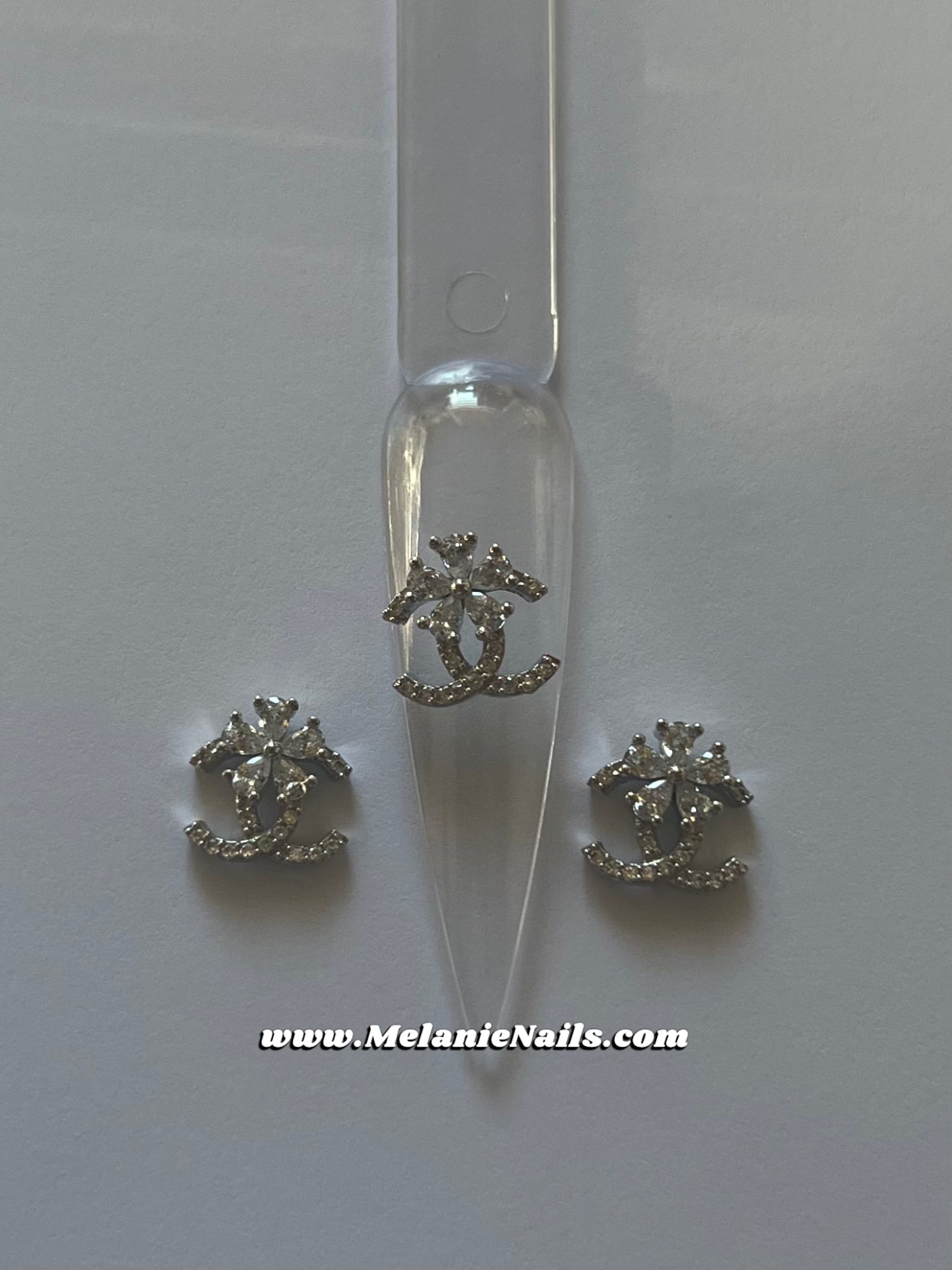 CC Rhinestone Silver Nail Charms