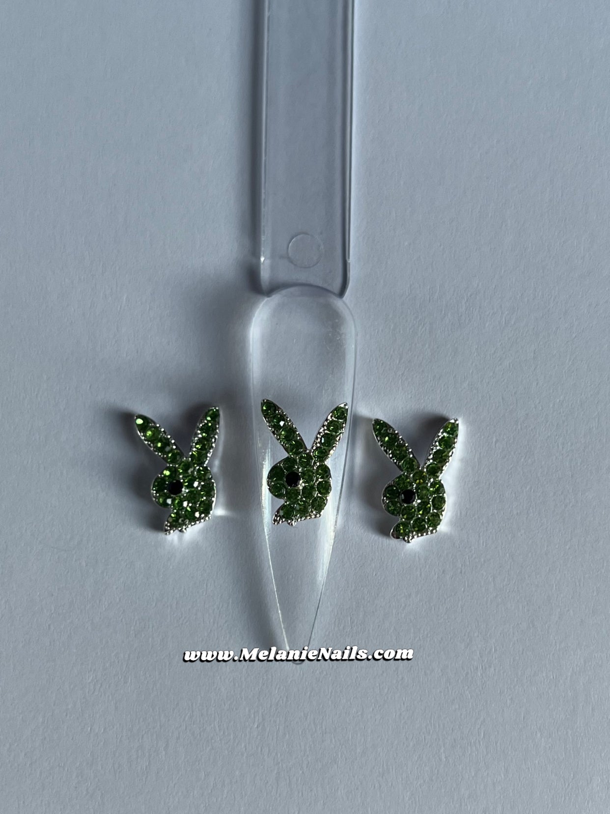 Green Diamond Bunny Nail Charms