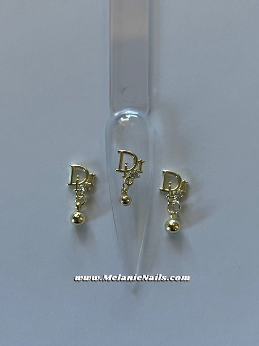 D Gold Dangle Nail Charms