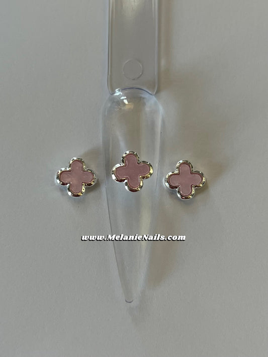 Clover Silver Purple Nail Charms