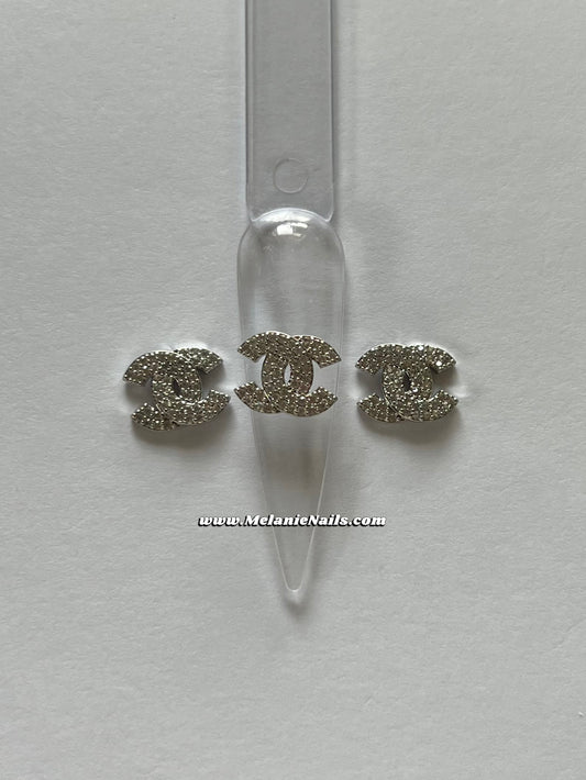 CC Rhinestone Silver Nail Charms