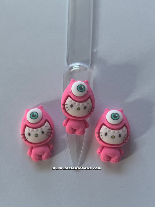 Hot Pink Kitty Nail Charms