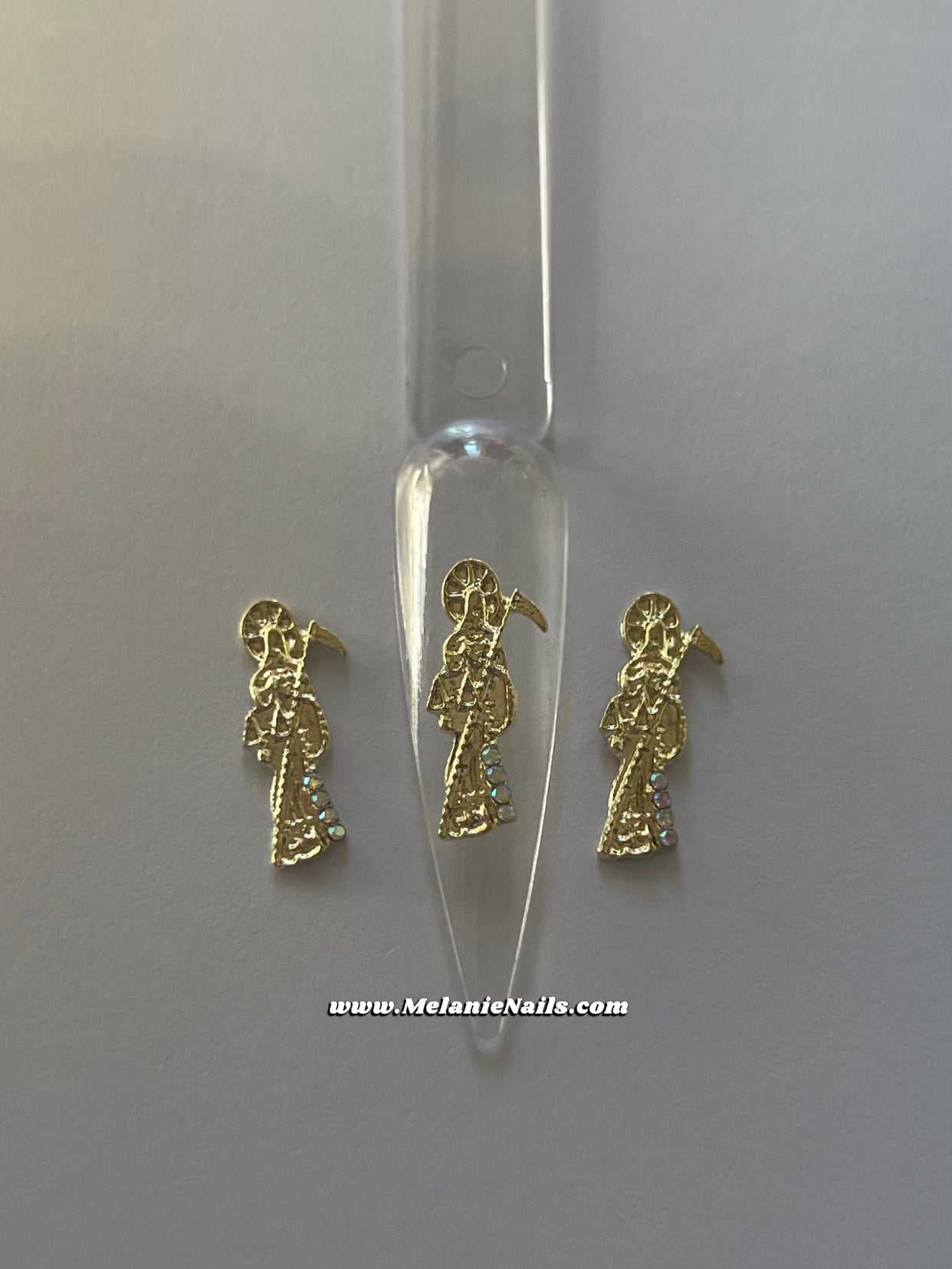 Small Holographic Diamond Gold Nail Charms