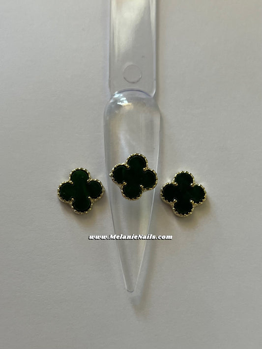 Big Dark Green Clover Nail Charms