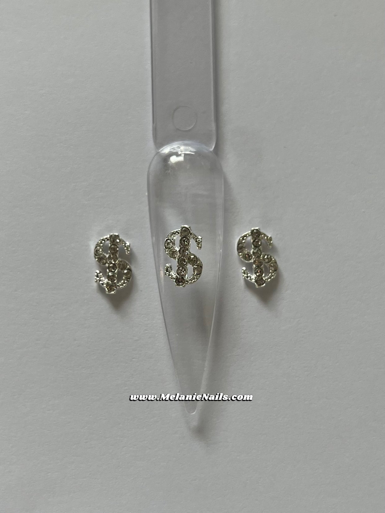 Silver Diamond Dollar Sign Nail Charms