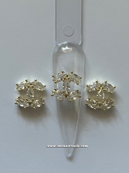 CC Rhinestone Gold Nail Charms