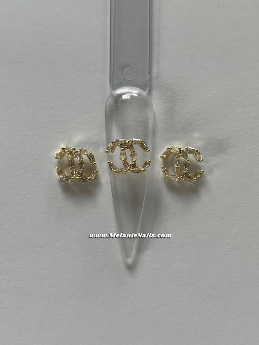 CC Rhinestone Gold Nail Charms