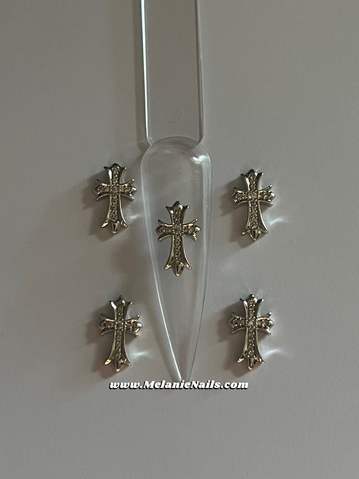 Silver Cross Nail Charms