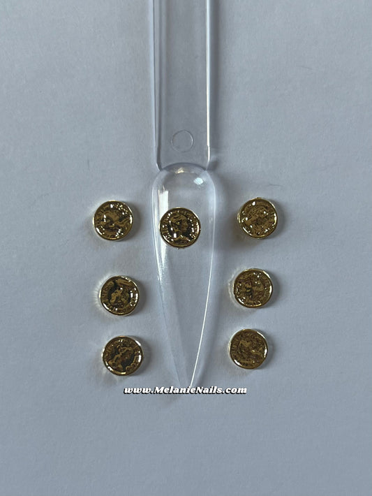 Gold Coin Nail Charms