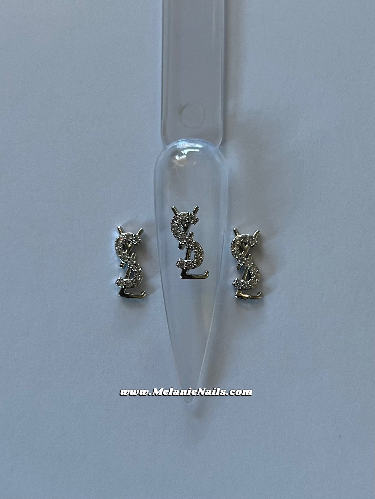 Rhinestone Silver Nail Charms