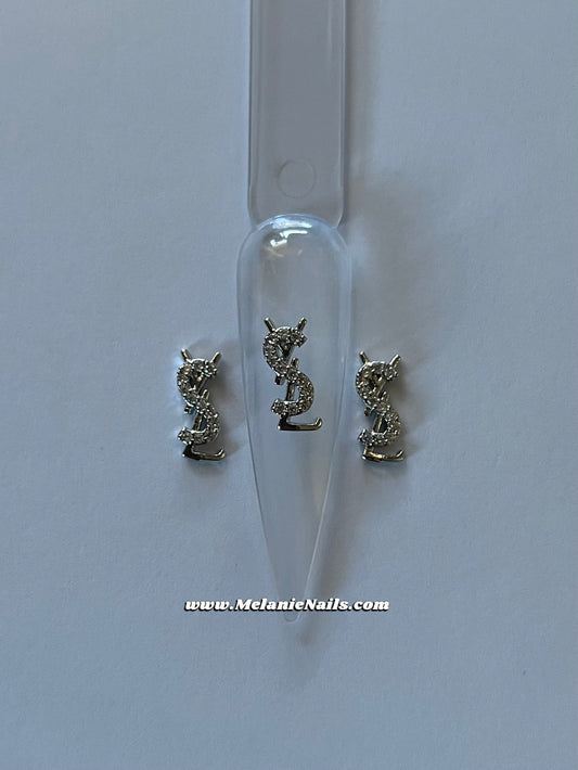 Rhinestone Silver Nail Charms