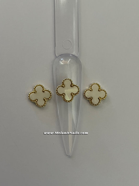 Big White Clover Nail Charms