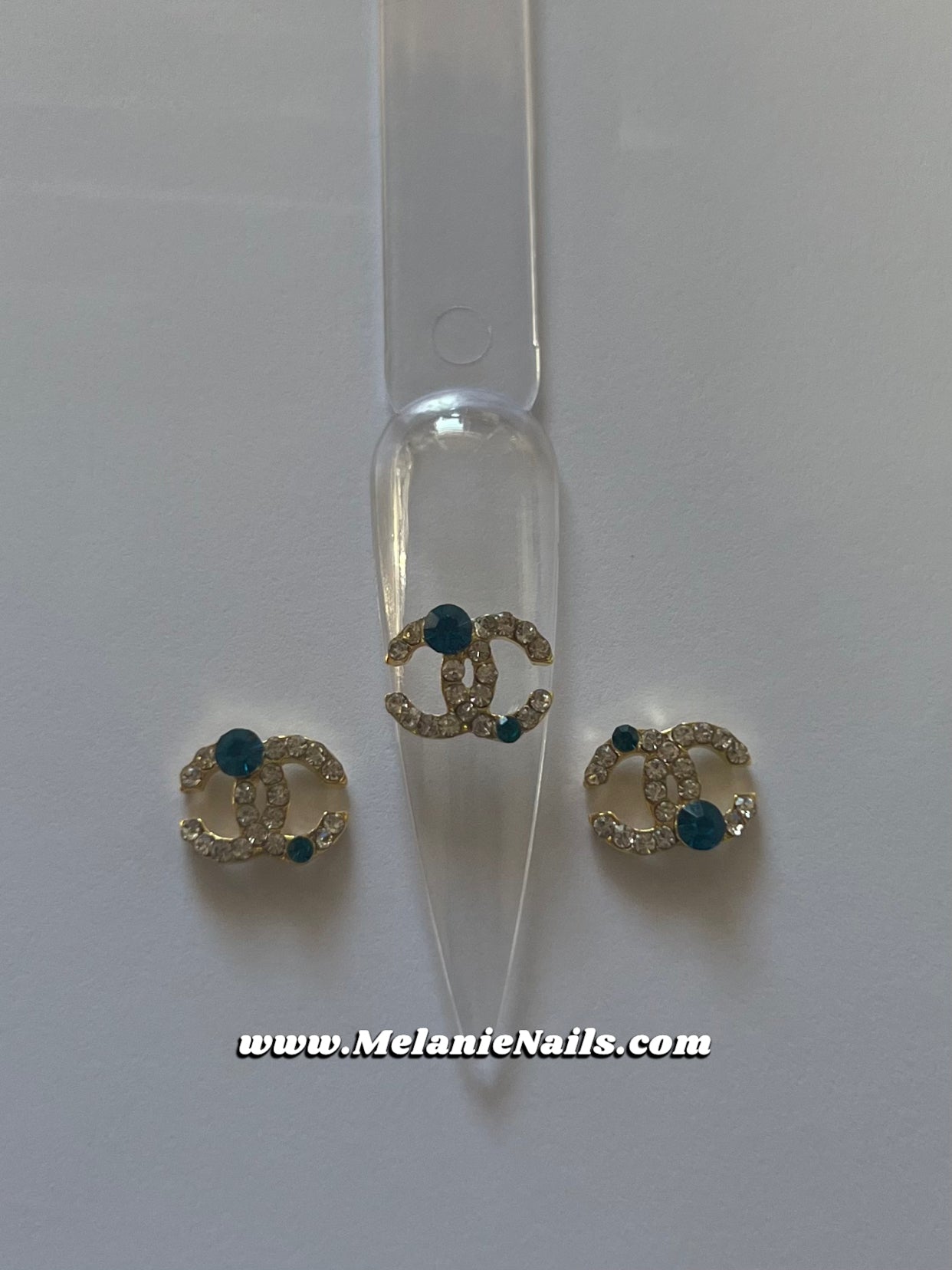 CC Gold Blue Diamond Nail Charms