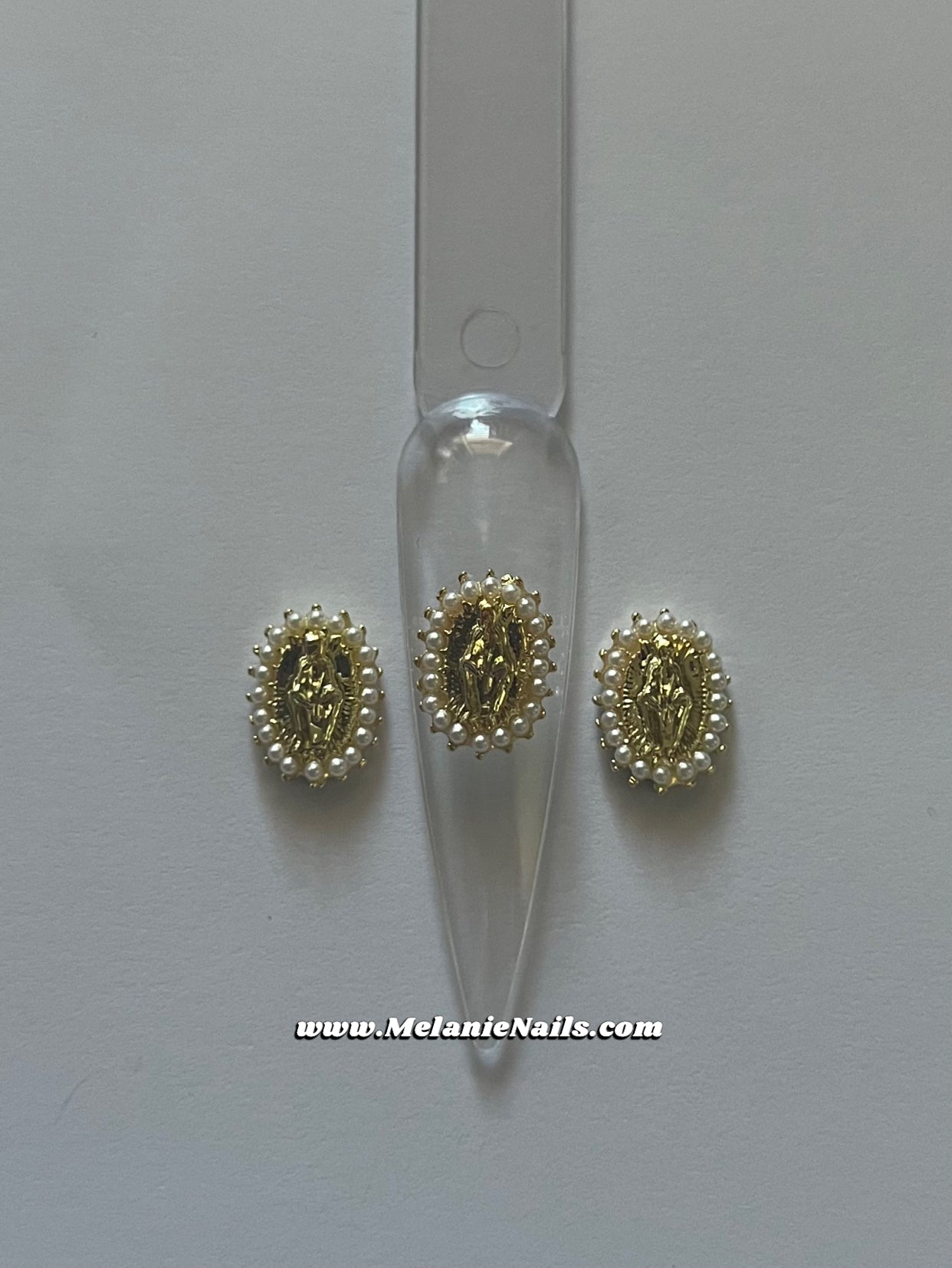 Pearl Gold Virgencita Nail Charms