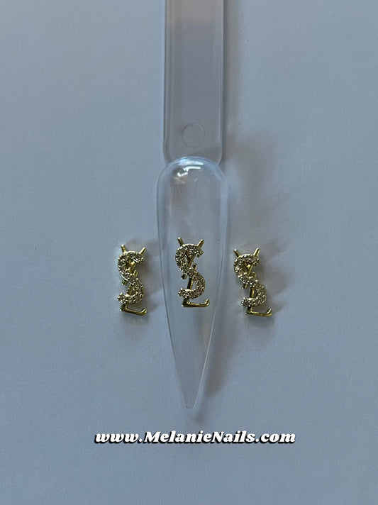 Rhinestone Gold Nail Charms