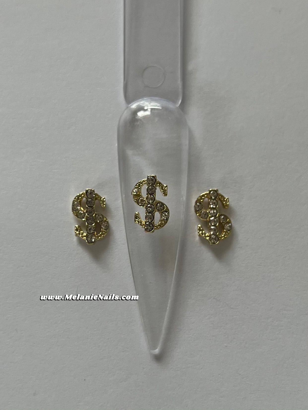 Gold Diamond Dollar Sign Nail Charms