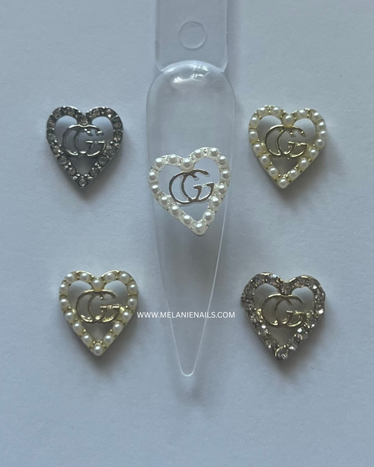 GG Heart Nail Charms