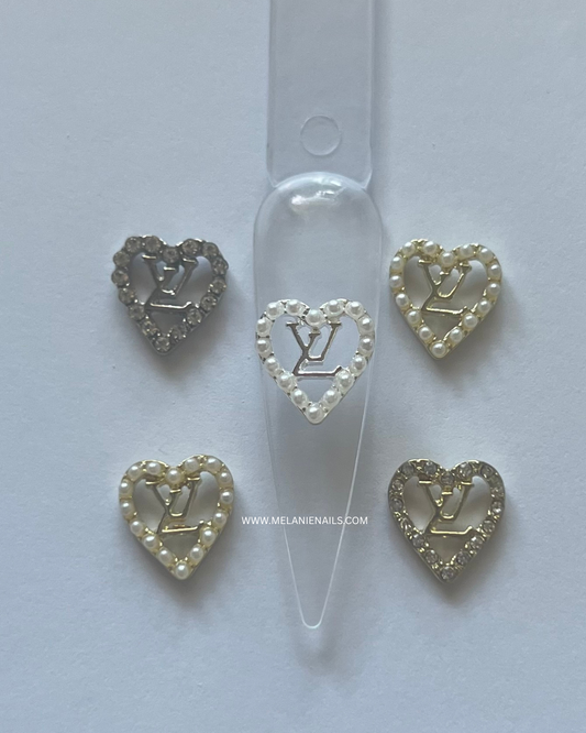 LV Heart Nail Charms