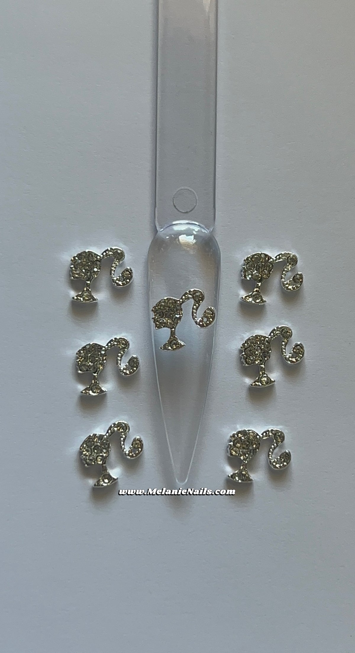 Silver Diamond Doll Nail Charms