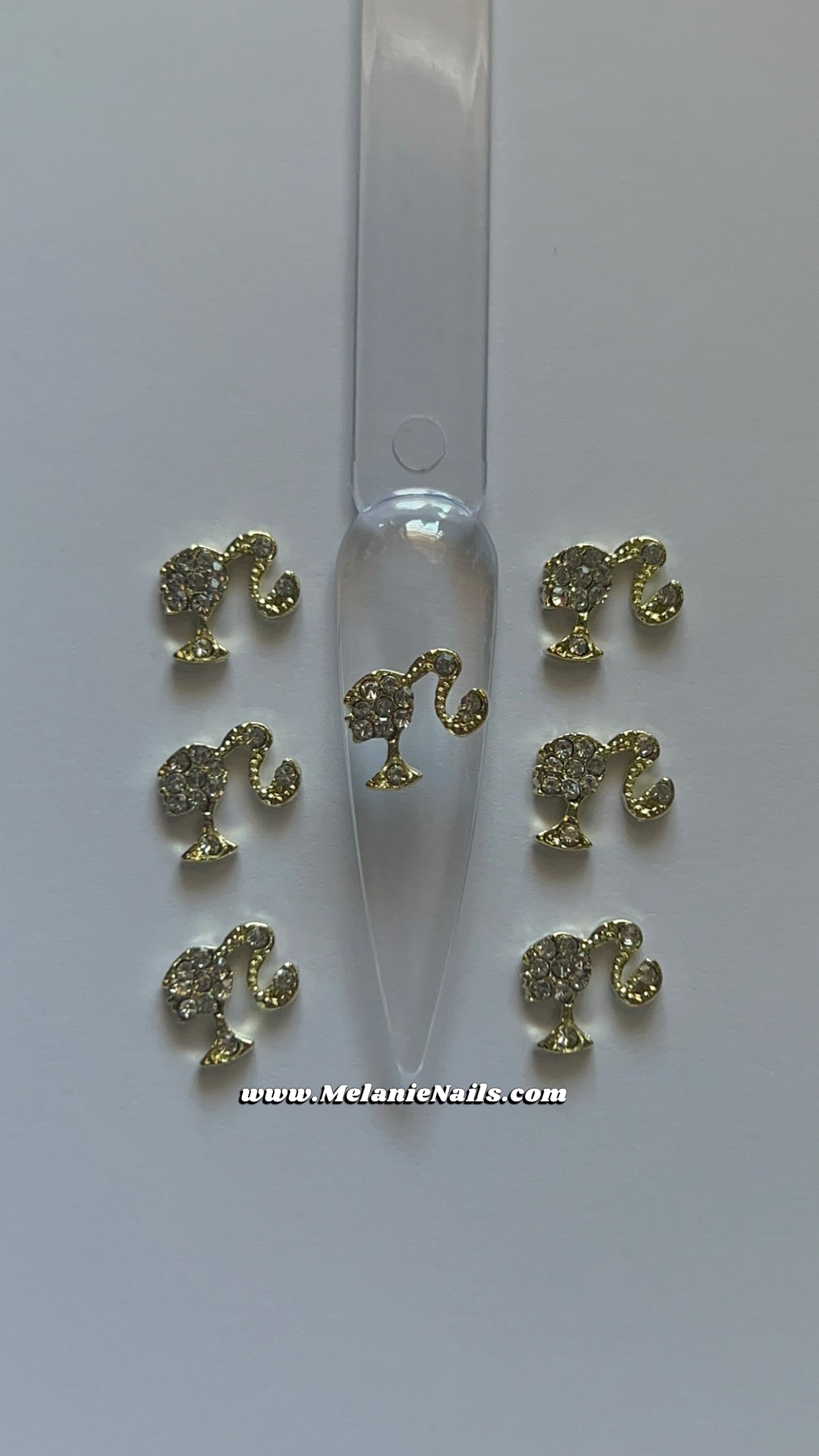 Gold Rhinestone Doll Nail Charms